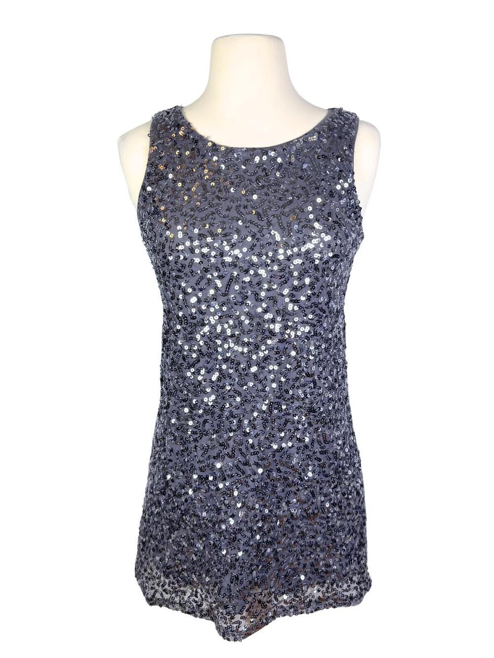 Sparkly Gray Sequin Mini Dress Party Cocktail Clubwear